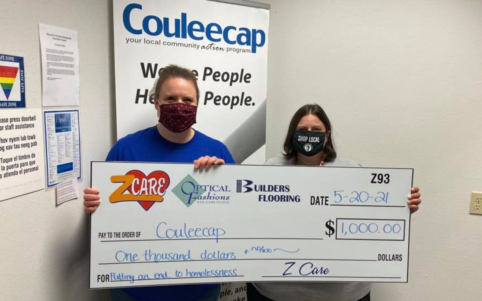 COULEECAP DONATION FOR PUTTING AN END TO HOMELESSNESS GOLF FUNDRAISER Z93
